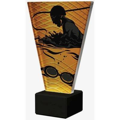 Designová skleněná trofej Plavání Výška: 15 cm Průměr: 1 cm