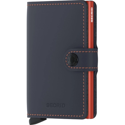 SECRID Miniwallet Kožené puzdro na karty Matte Blue&Orange tmavomodré s oranžovým prešívaním