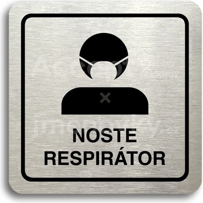 ACCEPT Piktogram noste respirátor III - stříbrná tabulka - černý tisk