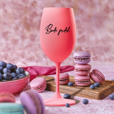 Ahome Sklenice na víno Bude prdel růžová 450 ml