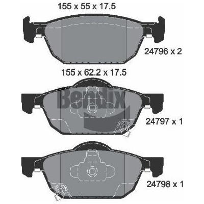 Sada brzdových destiček, kotoučová brzda BENDIX BPD2197