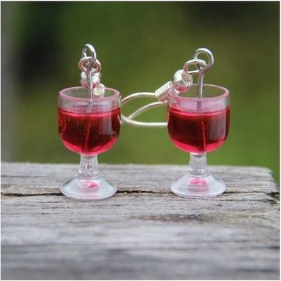 CircusMind náušnice sklenička červeného vína S0587