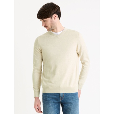 Celio Кремав мъжки основен пуловер Celio Decotonv Celio | Byal | МЪЖЕ | XXL