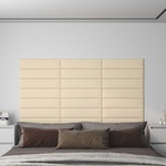 vidaXL Стенно табло за легло 12 бр. 60 x 15 cm Крем текстил (4008333)