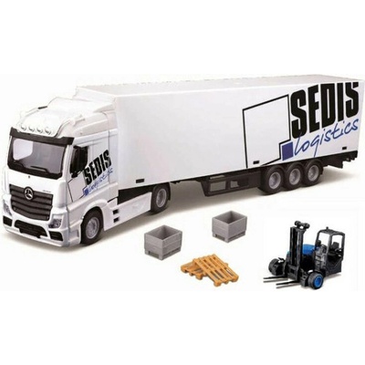 Bburago Mercedes Benz Actros SEDIS Logistics s vysokozdvižným vozíkem 1:43