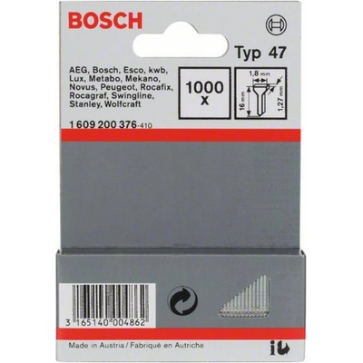 Nail type 47 1,8 x 1,27 x 16 mm 1000 ks Bosch Accessories 1609200376 Rozmery (d x š) 16 mm x 1.8 mm; 1609200376