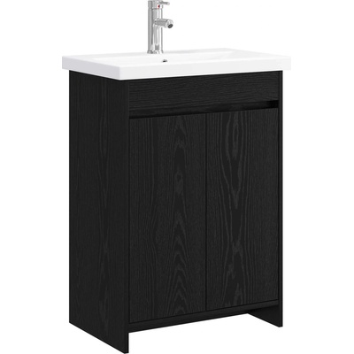 vidaXL Комплект мебели за баня Черен дъб 81 x 40 x 84, 5 см (3404283)