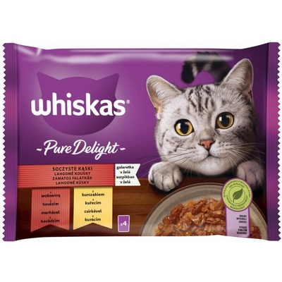 Whiskas Pure delight v želé hovädzie a kura 4 x 85 g