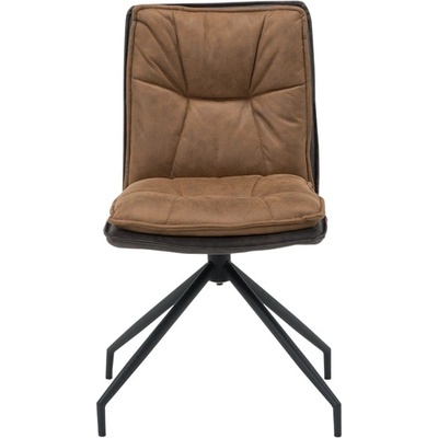 Carmen Трапезен стол Carmen RAMSEY, до 120kg, дамаска/еко кожа, прахово боядисана метална база, въртене на 360°, кафяв (bt-3532090_1)