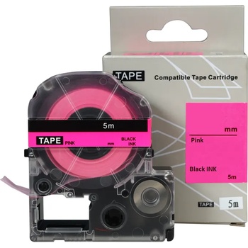 Compatible Epson HTC9PW, 9mm x 8m, черен печат / розов фон, съвместима лента (HTC9PW)