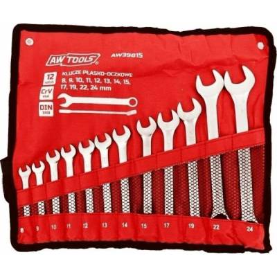 AWTools Sada kombinovaných klíčů 12 kusů 8mm-24mm matný AW39815