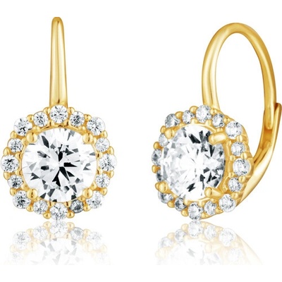 JVD Pozlátené strieborné náušnice so zirkónmi SVLE3454XH2GO00