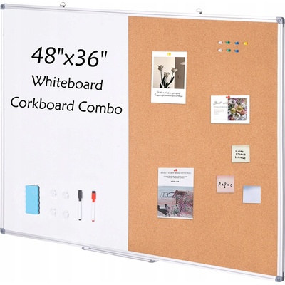 SucceBuy Korková tabule multifunkční 90 x 120 cm bílá a hnědá