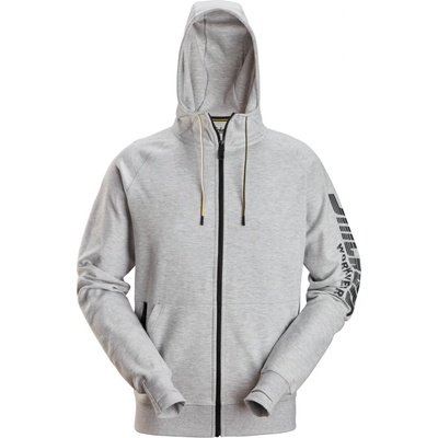 mikina Snickers na zips s kapucňou sivá