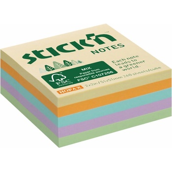Samolepiaca mini kocka, 51x51 mm, lúčny mix pastelových farieb, 240 lístkov