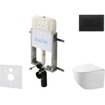 kielle Genesis New - Комплект структура за вграждане, компактна тоалетна чиния Gaia, Rimless, SoftClose седалка и бутон Gemini New III, черен мат 30528SZ90 (30528SZ90)