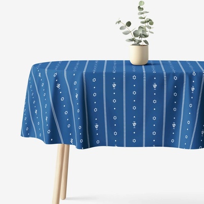Goldea oválny obrus 100% bavlnené plátno na mú dušu na modrej 140 x 200 cm