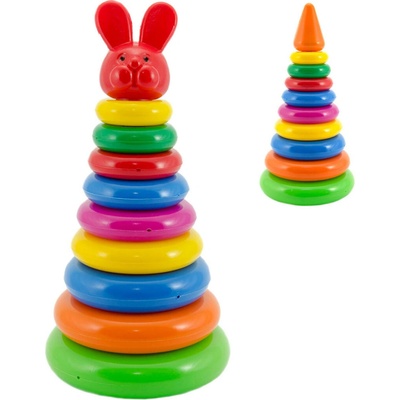 Teddies skladačka pyramída s krúžkami plast 28 cm v sieťke