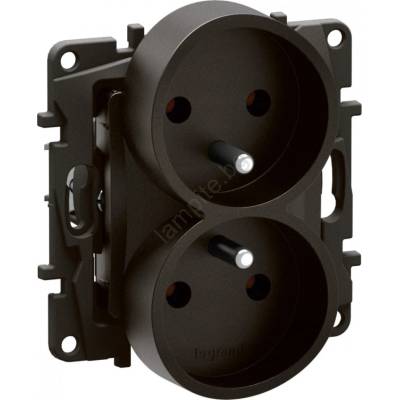 Legrand - Двоен домашен контакт без рамка 250V/16A NILOE черен (LR0002)