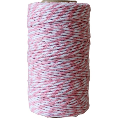 Bella Rose Bavlněný provázek 50 m – Pink / White, růžová barva, textil – Sleviste.cz