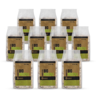 GymBeam VanaVita БИО мюсли 10 x 500 g хрупкави ядки