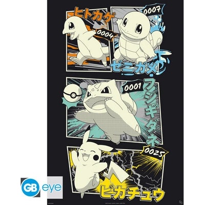 POKEMON - Poster Maxi 91.5x61 FSC MIX - Pikachu & Kanto Starters