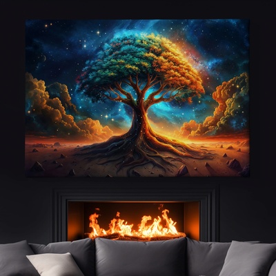 Obraz na plátně - Košatý strom života Vesmírný dotek FeelHappy.cz Velikost obrazu (šířka x výška): 120 x 80 cm