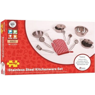 Bigjigs Toys kuchársky set kovového riadu