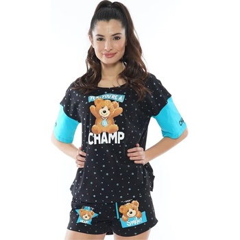 Image 1 of Лятна пижама в черно и светлосиньо с мече