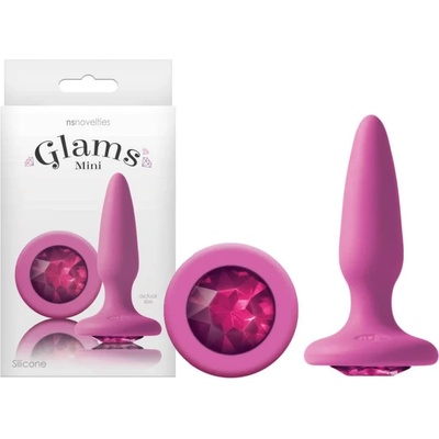 Мини анален плъг с кристали, истинско изкушение - Glams Mini Pink (NSTOYS0710)