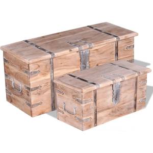 vidaXL Комплект от две ракли, акациево дърво (244054)