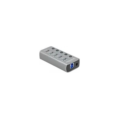 Delock 3.2 Gen 1, 4 x USB-A, 1 Fast Charging Port, 1 x USB-B, Подсветка, Сив (DELOCK-63262)