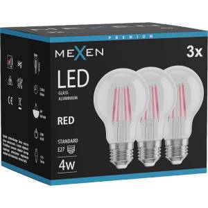Mexen Vintis 3x LED филамент крушка E27, A60, 4W, 55 lm, червена - L150-E27-04XX-45x03 (L150-E27-04XX-45x03)