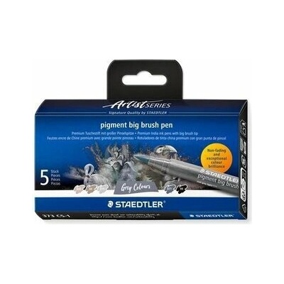 Staedtler Pigment big brush 373 4 odstíny šedé + černá 373 C5-1