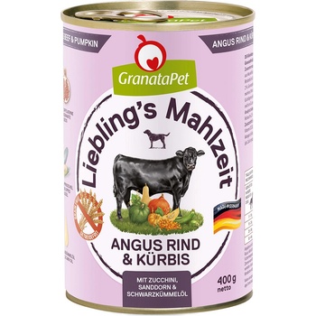 GranataPet Lieblings Mahlzeit hovädzie Angus a tekvica 24 x 400 g
