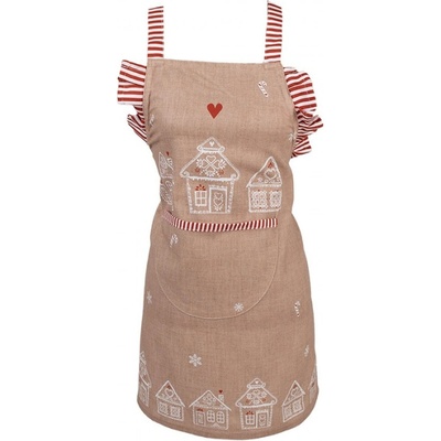 Gingerbread Bliss Dětská kuchyňská zástěra s motivem perníkových domečků 48x56cm