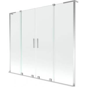 Mexen Velar L Duo двойна плъзгаща се душ кабина 200 x 150 cm, прозрачна, хром - 896-200-003-02-01 (896-200-003-02-01)
