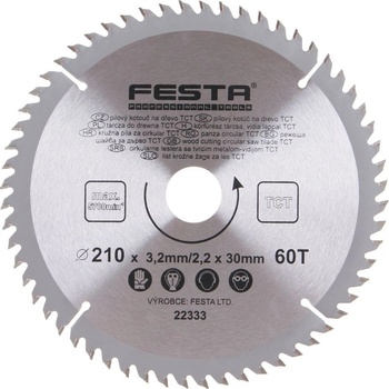 Festa Pilový kotouč s SK plátkem, 210 x 30 mm, 60 zubů, TCT 22333