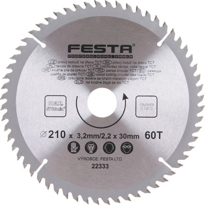 Festa Pilový kotouč s SK plátkem, 210 x 30 mm, 60 zubů, TCT 22333