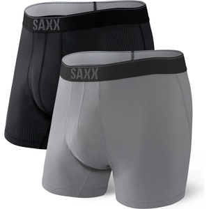 Saxx Мъжко синтетично термобельо Saxx Daytripper Boxer Brief Fly 2-Pack Synthetic base layer - Black / Grey Heather - размер XXL (014-1939-0216)