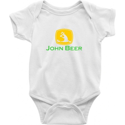 John Beer jelen s pivem Body kojenecké krátký rukáv bílé