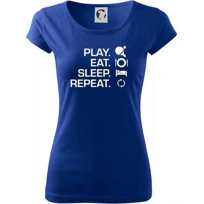 Stolný tenis eat sleep Pure dámske tričko Kráľovská modrá
