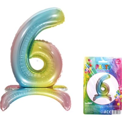 UNIPAP Balónek nafukovací číslo 6 duha W026552 386456
