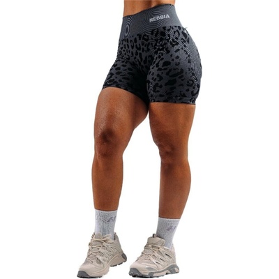 Nebbia Primal Push-Up Compression Leopard Shorts 856 black leopard