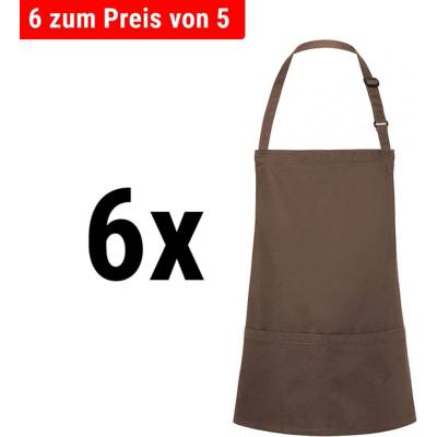 G.Gastro 6 ks Karlowsky Zástěra s laclem krátká Basic světle hnědá D9785632
