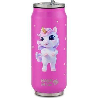 Nava termohrnček so slamkou 500 ml nerez jednorožec 500 ml ružový