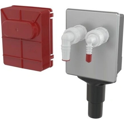 Alcadrain Pračkový sifon podomítkový pro 2 spotřebiče, nerez APS6 – Sleviste.cz