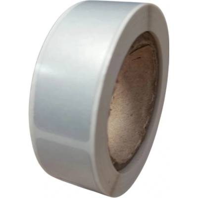 Plastová Etiketa 17 mm x 50 mm, Polyester Void Silver, Strieborná, Dutinka 40 mm, 200 ks/kotúč, Odlepiteľné lepidlo, Priemer kotúča 62 mm