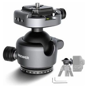 NEEWER GM41 Tripod Head Ball Head with Low Profile 40mm Panorama Camera Mount Adapter 1/4 Arca QR Plate compatible with Peak Design Capture Camera Clip 360° swivel and 90° tilt max load 5kg - GM41/40mm