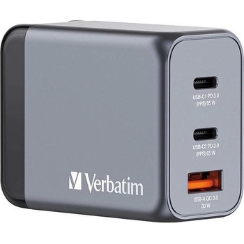 Verbatim Зарядно устройство Verbatim GNC-65 GaN 65W USB A/C/C (EU/UK/US) (GNC-65 GaN 65W USB A/C/C (EU/UK/US))